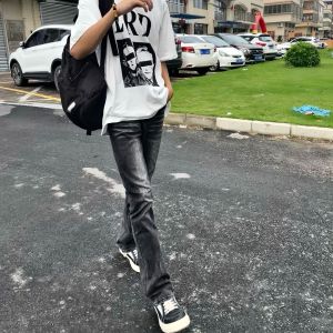 Quần Jeans Nam Ống Loe Co Giãn Ôm Vừa Vặn Phong Cách Đường Phố Mỹ Quần Jeans Denim Co Giãn Thường Ngày Cho Nam