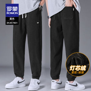 Lorom Mens Corduroy Sweatpants Spring Loose Trousers Drawstring Waist Casual Pants Heavyweight 300g Youth Fashion Urban Style