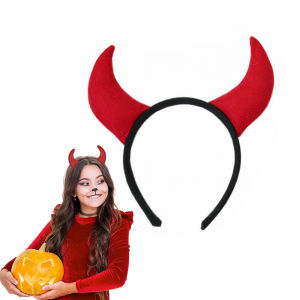 ที่คาดผมปีศาจแดงเด็กผู้หญิง ที่คาดผมปาร์ตี้ฮาโลวีนสัตว์สวมศีรษะกระทิงแดงเครื่องประดับแต่งกายปีศาจมหัศจรรย์สำหรับผู้หญิงไม้กายสิทธิ์แวววาวของขวัญ