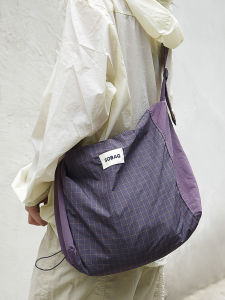 Sobag Japanese Style Large Capacity Nylon Checkered Crossbody Bag Womens Water Resistant Shoulder Bag Soft Zipper Closure Daily Use