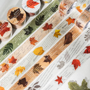 Artistic Leaf Theme Paper Tape for Scrapbooking Decoration Retro Stylish Gimue Brand Adhesive Tape Single Piece Sale