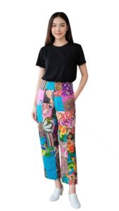 🌸 กางเกงโบฮีเมียนขายาว Patchwork รอบตัว | ทรงบอย ไม่มีขอบเอว | ผ้าป่านอินเดีย/อัดกาวทั้งตัว อยู่ทรงสวย | Handmade S-5XL