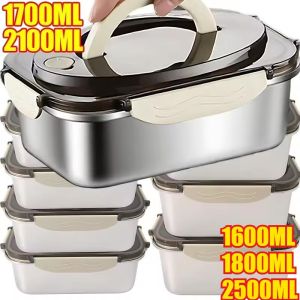 กล่องเบนโตะปิดผนึกกันรั่วสแตนเลสพกพากล่องข้าวกลางวัน2500มล. สำหรับกล่องเก็บอาหารสดสำหรับสำหรับปิคนิคตั้งค่ายกลางแจ้ง