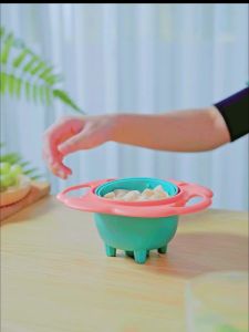 Baby bowl childrens bowl 360 degree rotating gyro bowl flying saucer bowl balanced bowl non tipping anti scalding anti falling eating bowl