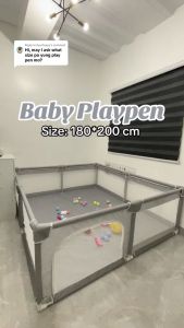 【Free Return】Playpen for Baby Large Playpen with Stainless Steel Frame Breathable Mesh Bed Fence Indoor Playground Anti-Slip Base (Gray)