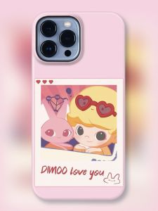 POP DIMOO Dating Day Figure Mobile Phone Case Compatible with 15Promax Cute Cartoon Blind Box Resin Anti-Fall Shell