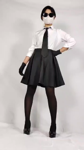 Bungo Stray Dogs Yosano Akiko Cosplay Costume Full Set Shirt Skirt Tie Gloves Socks Headdress Anime Outfit S‑XXL Optional Wig