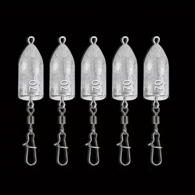 Fishing Sinkers with Snap Swivels (5pc) | for Bass & Saltwater | Bullet Style Weights in 11 Sizes