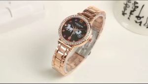 Box Exclusive Jam Tangan Coach Logo Horse VA-942RR / Jam Tangan Fashion Wanita Tali Rantai Diameter 33 cm