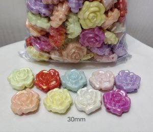 250grams (est.38pcs) Rose Large Flower Beads 30mm for DIY Jewelry Keychains Hair Accessories & Crafts | Mixed Colors