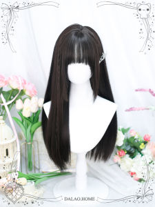 Realistic Long Straight Hair Full Head Cover Lolita Wig Student Edition Daily Life Fake Hair Complete Set by Daliaba