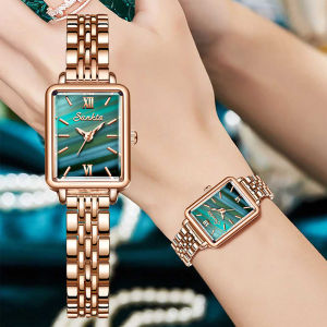 Lige Sub Thương Hiệu Sunkta Đồng hồ nữ Mới Ít đồng hồ màu xanh lá cây đồng hồ sang trọng Cho Phụ Nữ vỏ thép Không Thấm Nước Dây đeo bằng thép không gỉ Đồng hồ thạch anh + Hộp