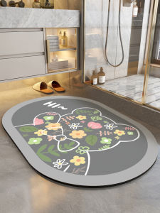 Absorbent Bathroom Mat Cartoon Soft Diatom Mud Slip Resistant Quick Dry Toilet Entrance Door Mat Carpet Home Use Floor Mat