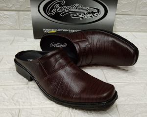 SEPATU SLOP CROCODILE KULIT SAPI COKLAT 39-43 PRIA