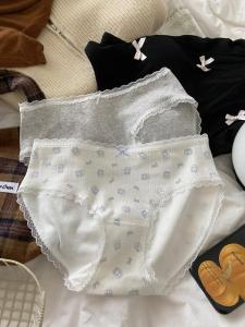 Pure Cotton Breathable Lace Womens Underwear Triangle Panties Seamless Mid-Waist Comfortable Briefs Pack of 3