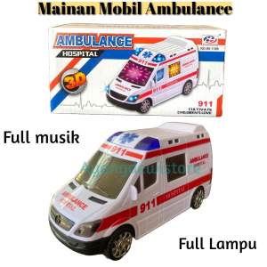 MURAH!!!(BISA COD) MAINAN MOBIL AMBULANCE LAMPU 3D BUMP AND GO