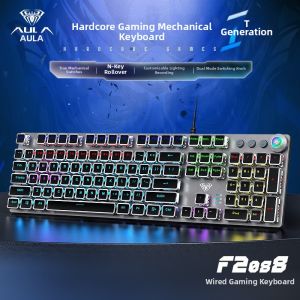 Gaming Mechanical Keyboard with Multi-function Knob RGB Backlighting Blue Switch Magnetic Wrist Rest