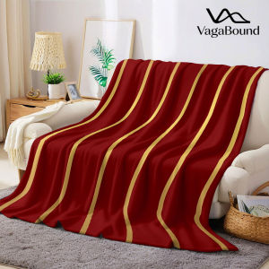 Red Gold Vertical Stripe Flannel Blanket Warm Soft Halloween Christmas Decorative Couch Warm Cozy All-Season Gift
