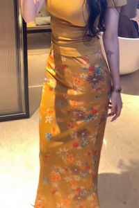 MANMI | French Style Yellow Floral A-line Skirt