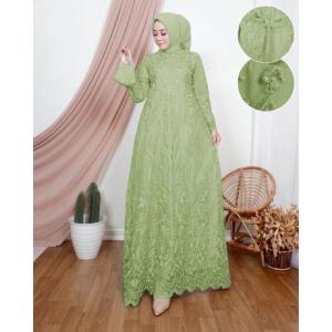 GAMIS BUSUI ALMIRA FULL BRUKAT FREE MASKER M L XL XXL/ MAXI FASHION SERAGAM MUSLIM TILE MUTIARA/ DRESS CANTIK KONDANGAN PESTA