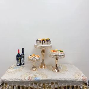 3pcs Luxury Rhinestone Elegant Fancy Party Dessert Cake Rack Suitable For Weddings Birthdays And Party Metal Cake Racks