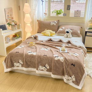 Bộ Đồ Lông Thỏ Coral Fleece Dày Mùa Đông Cho Văn Phòng Nướng Trưa Chăn Sofa Chăn Máy Lạnh Chăn Mềm Mại Thoải Mái