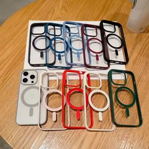 Transparent Light Blue Magnetic Hard Shell for iPhone 8/X/XS/XR/XS MAX/11/12/13/14/15 Series 11Pro/12Pro/13Pro/14Pro/15Pro