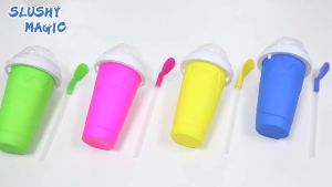 ＜1209＞ slushy cup  ถ้วยสมูทตี้ซิลิโคนดับกระหายแบบพกพาในช่วงฤดูร้อนที่สร้างสรรค์ถ้วยน้ำแข็งที่นิยมในโลกออนไลน์