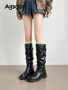 Agsdon | Versatile Tourist Cowboy Black Tall Boots for Women Summer Western Style