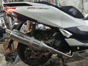 HONDA PCX 160 EVO POWER PIPE WITH COMPLETE SET BRACKETCLAMPSPRINGCANISTER AND STRAIGHT ELBO