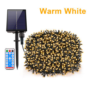 USB/Solar Fast Rechargeable LED Light String 1200mAh Battery Remote Control Patio Fairy Light For Outdoor Garden Christams Decor