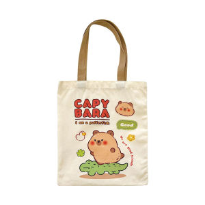 กระเป๋าเรียน Kapibala กระเป๋านักเรียนผ้าใบ Capybara น่ารักใบเบิกรูปหัวใจสาวๆกระเป๋าสะพายไหล่กระเป๋าเก็บของเครื่องเขียน