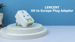 LENCENT Malaysia to Europe Plug Adapter with 3 USB Ports Grounded European Travel Adapter with 3 USB Ports for HK/Singapore/UK to Spain Germany France Portugal Greece Russia Netherlands Turkey and more (Type E/F) for Xiaomi Iphone and so on