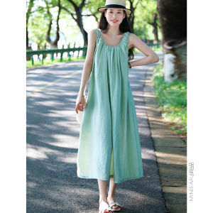 Skin-Enhancing Wrinkle Foamed Two-Way Design Vest Dress