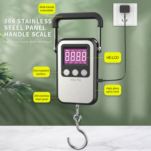 60kg/10g LCD Digital Fishing Hanging Scale Portable Rechargeable Electronic Hook Scale Travel Luggage Scale Weighing Balance
