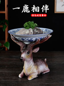 Qianxi Hotel Creative Animal Figurine Dining Plate Dishware Set American Style Ceramic round Shape Hand-Painted Dinner Plate