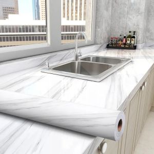 40CM Peel and Stick Wall Stickers Decor for Home Marble Pattern PVC Self Adhesive Wallpaper for Kitchen Countertop Cabinets