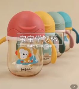 STV Botol Minum Gelas Bayi Anak Balita Dengan Sedotan Training Cup Baby Sippy Cup 250ml Bottle Botol Minum Anak Botol Susu Bayi Botol Balita Karakter Motif Kartun Lucu