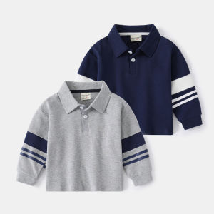 Áo Thun Polo Dài Tay Thoáng Khí Cho Bé Trai Mùa Xuân 2025 Áo Thun Cotton Thường Ngày Cổ Polo Đan Xen Thoáng Khí Cho Trẻ Em