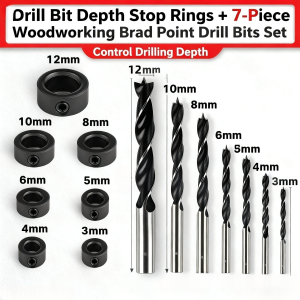 Drill Bit Depth Stop Ring Twist Drill Positioning Ring Depth Stop Ring Depth Setting Clamp Woodworking Drilling Hole Opening 3-12 Woodworking Three-Point Drill