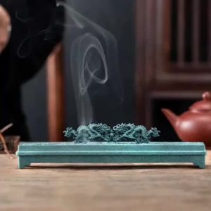 Thiết Kế Hộp Đốt Trầm Bằng Kim Loại Tinh Xảo Với Hình Hai Con Rồng Chơi Đùa Với Viên Ngọc Dùng Trang Trí Bàn Phụ Kiện Trị Liệu Hương Thơm Tại Nhà