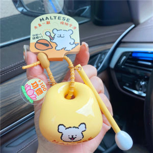 Lucky Dog Wooden Fish Keychain Couple Style Gift Student Backpack Decorations Cute Healing Cartoon Series Plastic PVC Material