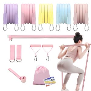 Multi Functional Tension Rope Fitness Stretcher For Household Abdominal Stretching Training Pilates Stick Set Macaron Color