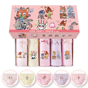 5-Piece Soft Cotton Girls Panties Zootopia Adorable Judy Cartoon Print Toddlers Children Triangle Underwear Cute Briefs For Girl