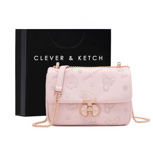 Clever&Ketch Fashion Cartoon Embroidery Chain Strap Small Square Bag Womens Multi-Functional Single Shoulder Crossbody Bag