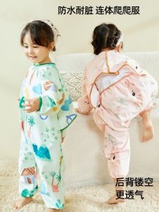 Waterproof Cotton Overalls Baby Boys Girls Crawling Suit Spring Autumn Dirt Resistant Children Coverall Clothes Polyester Fabric