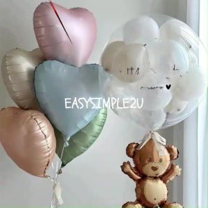 (1piece) 18-Inch Love Heart Shape Colorful Shiny Metallic Macaron Pastel Candy Foil Balloon - Birthday Party Decoration - Double Sided, Self Sealing