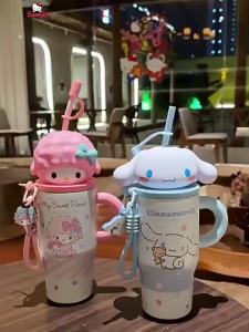 XW | X&W Sanrio Vacuum Flasks Cartoon Doll Lid Thermos Cup with Ornaments ＆Handle Keep Hot＆Cold Ice King Car Cups Leak-proof Kettle