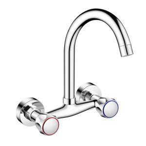 YEMO | Full Copper Dual Hole Wall-Mounted Kitchen Sink Faucet
