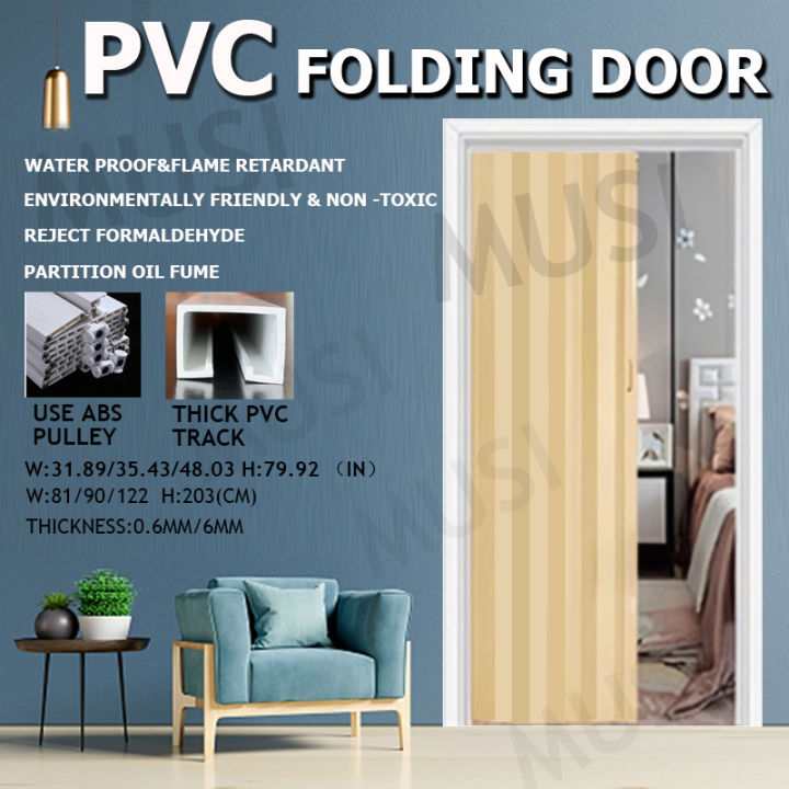 Musi Pvc Folding Door Sliding Door 0.6/6mm Thickness 4 Colors Multiple Uses